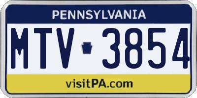 PA license plate MTV3854