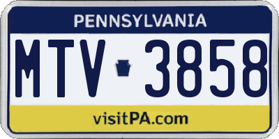 PA license plate MTV3858
