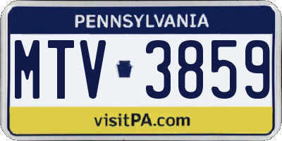 PA license plate MTV3859