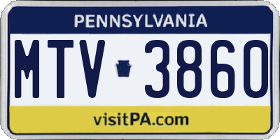 PA license plate MTV3860