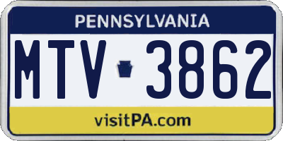 PA license plate MTV3862