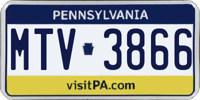 PA license plate MTV3866