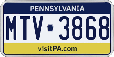 PA license plate MTV3868