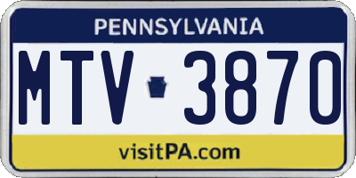 PA license plate MTV3870