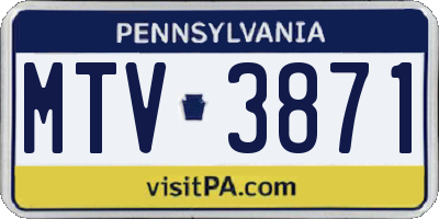 PA license plate MTV3871