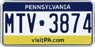 PA license plate MTV3874