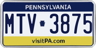 PA license plate MTV3875