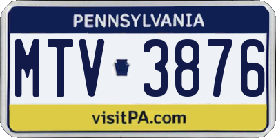 PA license plate MTV3876