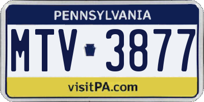 PA license plate MTV3877