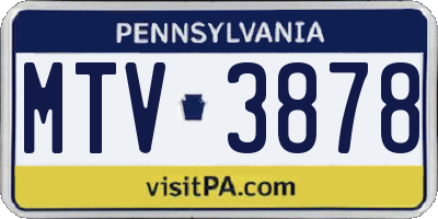 PA license plate MTV3878