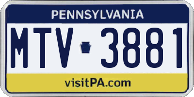 PA license plate MTV3881