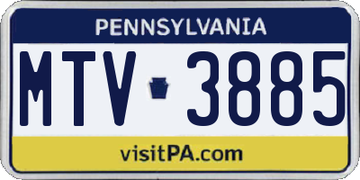 PA license plate MTV3885