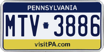 PA license plate MTV3886