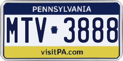 PA license plate MTV3888