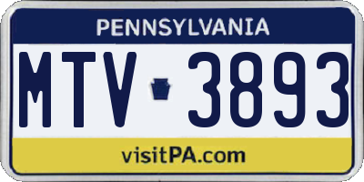 PA license plate MTV3893