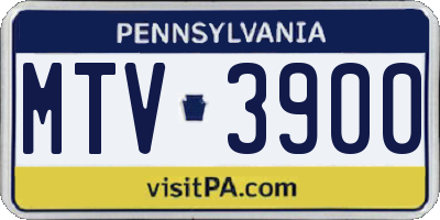 PA license plate MTV3900