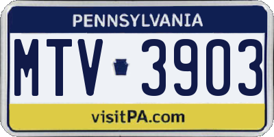 PA license plate MTV3903