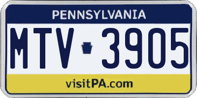 PA license plate MTV3905