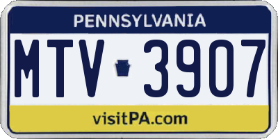 PA license plate MTV3907