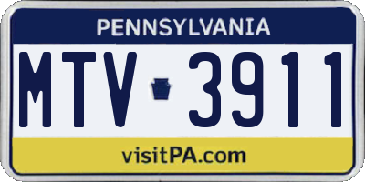 PA license plate MTV3911