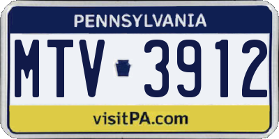 PA license plate MTV3912