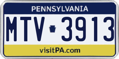 PA license plate MTV3913