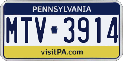 PA license plate MTV3914