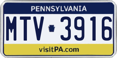 PA license plate MTV3916