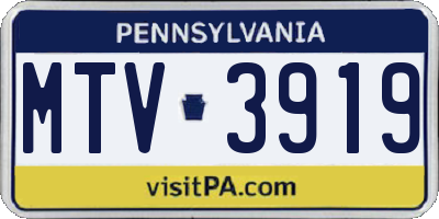 PA license plate MTV3919