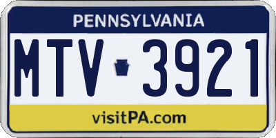 PA license plate MTV3921
