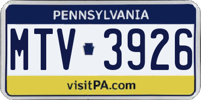 PA license plate MTV3926