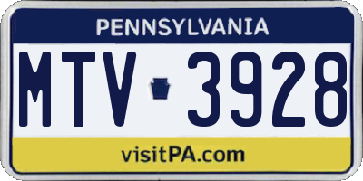PA license plate MTV3928