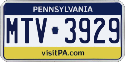PA license plate MTV3929