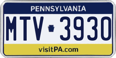 PA license plate MTV3930