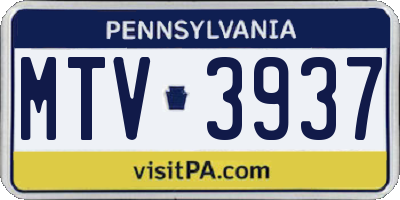 PA license plate MTV3937