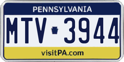 PA license plate MTV3944