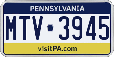 PA license plate MTV3945