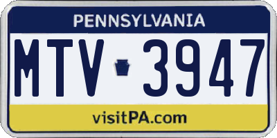 PA license plate MTV3947