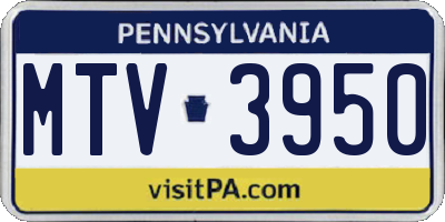 PA license plate MTV3950