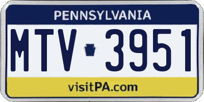 PA license plate MTV3951
