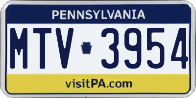 PA license plate MTV3954