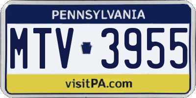 PA license plate MTV3955
