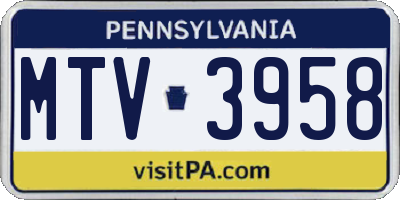 PA license plate MTV3958
