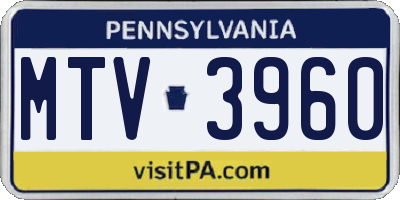 PA license plate MTV3960