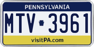 PA license plate MTV3961