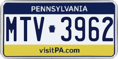 PA license plate MTV3962