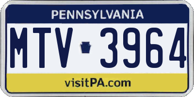 PA license plate MTV3964