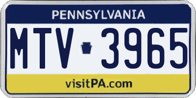 PA license plate MTV3965