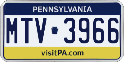 PA license plate MTV3966