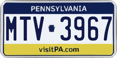 PA license plate MTV3967